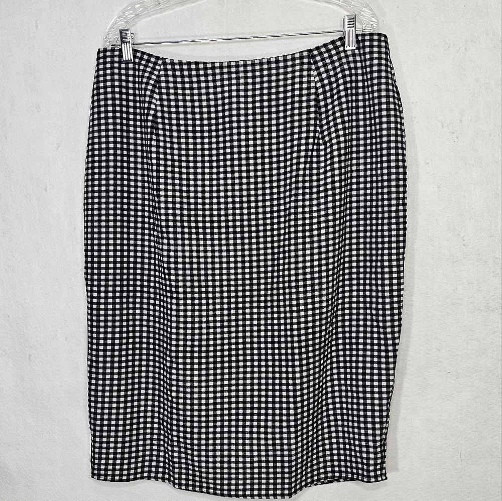 City Chic Classic Black and White Checkered Pencil Skirt 16W